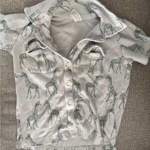 kate quinn Light Gray Shirt with Green Giraffe Print